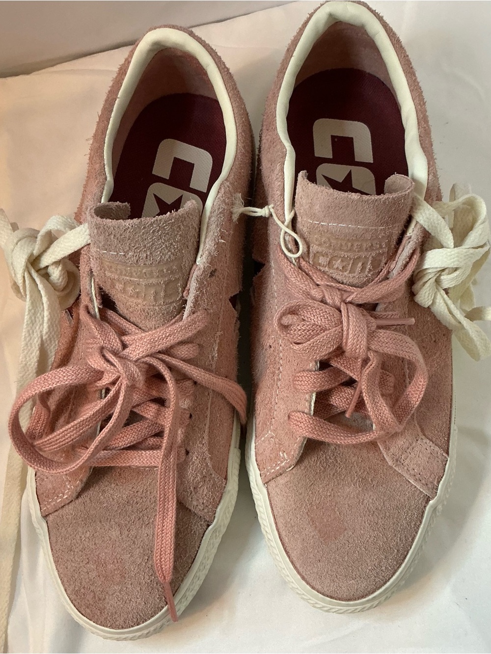 Converse One Star Pro Pink Suede Low Top Skate Sneakers Extra Laces